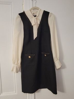 NWT SOLD OUT KARL LAGERFELD PARIS TWEED LAYERED LOOK DRESS BLACK WHITE IVORY CRE